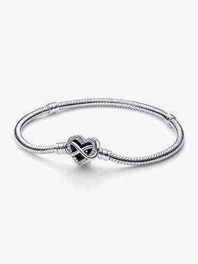 Pandora Moments Sparkling Infinity Heart Clasp Snake Chain Bracelet